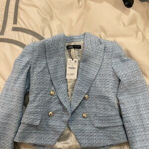 Zara Light Blue Tweed Jacket